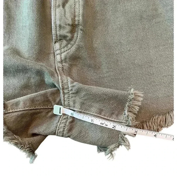 American Eagle High Waisted Festival Midi Jean Shorts Olive Green Size 8 - Picture 8 of 8